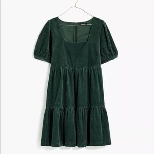 Madewell Corduroy Aidy Square Neck Tiered Mini Dress